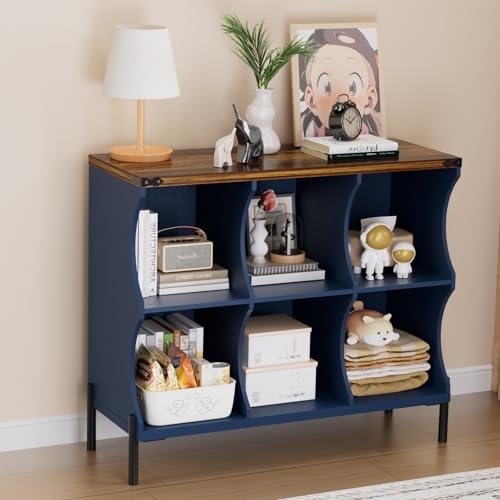 QieerHior 6 Cube Storage Shelf Organizer, Low Book Shelf Bookcase