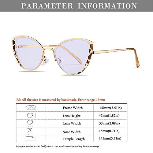 Image of HJSTES Blue Light Blocking Glasses Women Trendy Cat Eye Metal Frame Computer Reading Eyewear(Leopard)