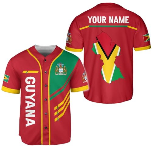 Custom Guyana Baseball Jersey Personalized Guyana Flag Pride Baseball Jersey Guyanese Guyana Flag Jersey Guyana miniatura 5