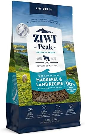ZIWI Peak Air-Dried Dog Food – All Natural, High Protein, Grain Free and Limited Ingredient with Superfoods (Mackerel and Lamb, 5.5 lb)