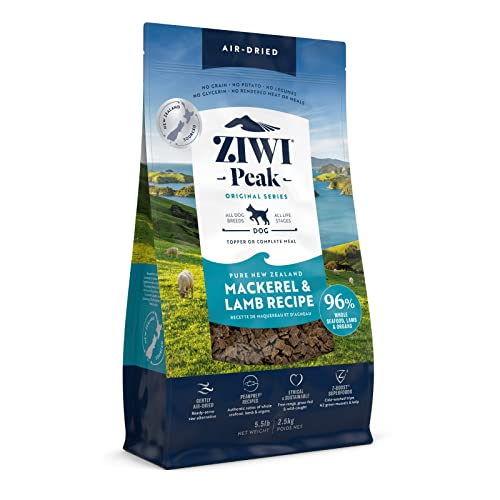ZIWI Peak Air-Dried Dog Food – All Natural, High Protein, Grain Free and Limited Ingredient with Superfoods (Mackerel and Lamb, 5.5 lb) ZIWI Peak Air-Dried Dog Food – All Natural, High Protein, Grain Free and Limited Ingredient with Superfoods (Mackerel and Lamb, 5.5 lb)