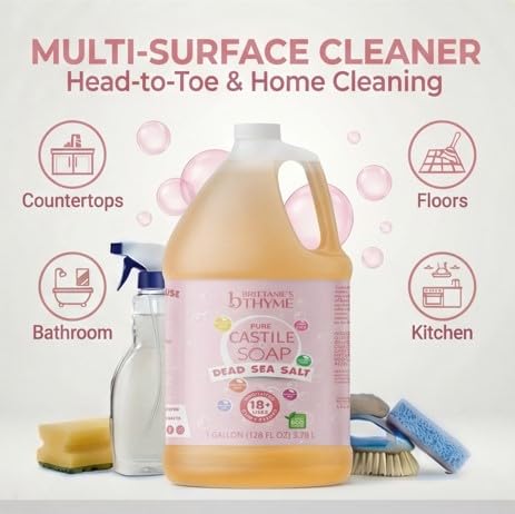 Brittanie's Pure Organic Castile Liquid Olive Oil Soap Refill, Dead Sea Salt, 1 Gallon | Face, Body Wash, Dishes, Pets & Laundry | Vegan & Gluten Free Non-GMO - Image 7