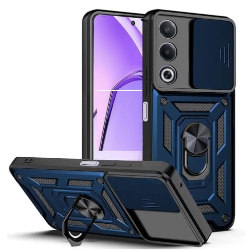 Image of SPAZY CASE Oppo A3 Pro 5G Back Case | Heavy Duty Hybrid Case with 360 Degree Rotating Finger Ring Holder + Slider Shutter Camera Protection Cover for Oppo A3 Pro 5G 5G - Blue