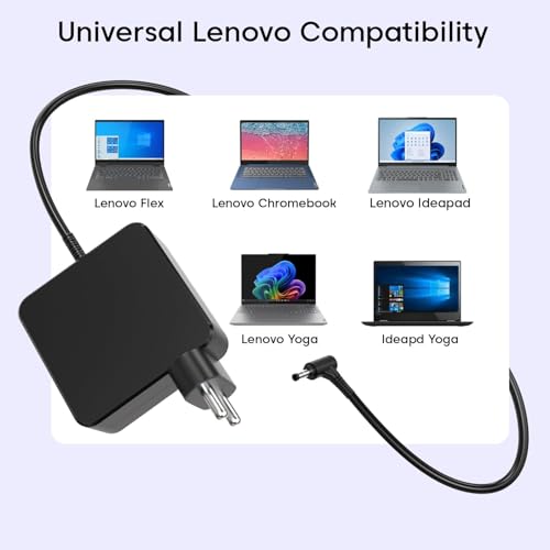 Image of 65W Laptop Charger for Len IdeaPad 1 3 5, Flex 4 5 6 1470 1480, IdeaPad 110 110s 310 320 330 330s 520 530s 710s L340 S145 S340 S540 Adapter; Yoga 720 710 510, Chromebook N22 N23 N42 (LE 65W 1.7)