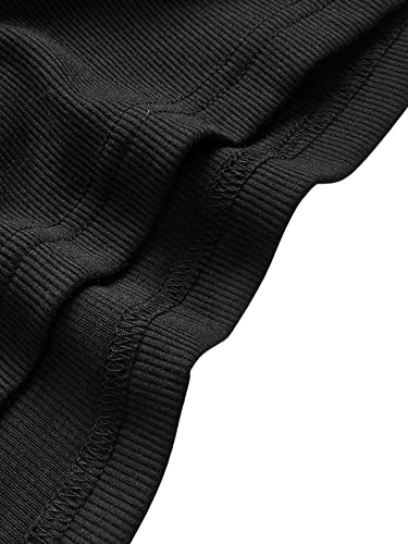 Verdusa Women's Fringe Trim V Neck Sleeveless Ribbed Crop Cami Top Black M #TOP3