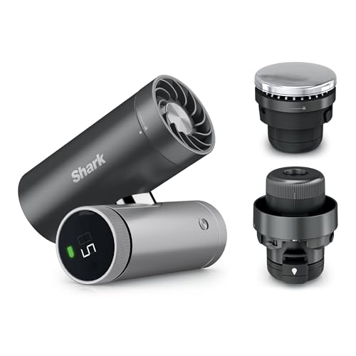 Shark ChillPill 3-in-1-Hochgeschwindigkeits-Handventilator- Sprühnebel- und InstaChill-System mit 3 Kühlaufsätzen reisefreundliches Design Karbonschwarz FA022EU