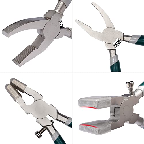 2 Pcs Heavy Duty Glass Running Pliers Tips With Adjustable Screw, Stained Glass Cutting Tool Kit Tile Cutters #TOP3