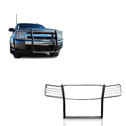Image of Black Horse Grille brush Bumper Guard Modular Stainless Steel Compatible with 2007-2013 Chevrolet Silverado 1500-17A035700A2MSS