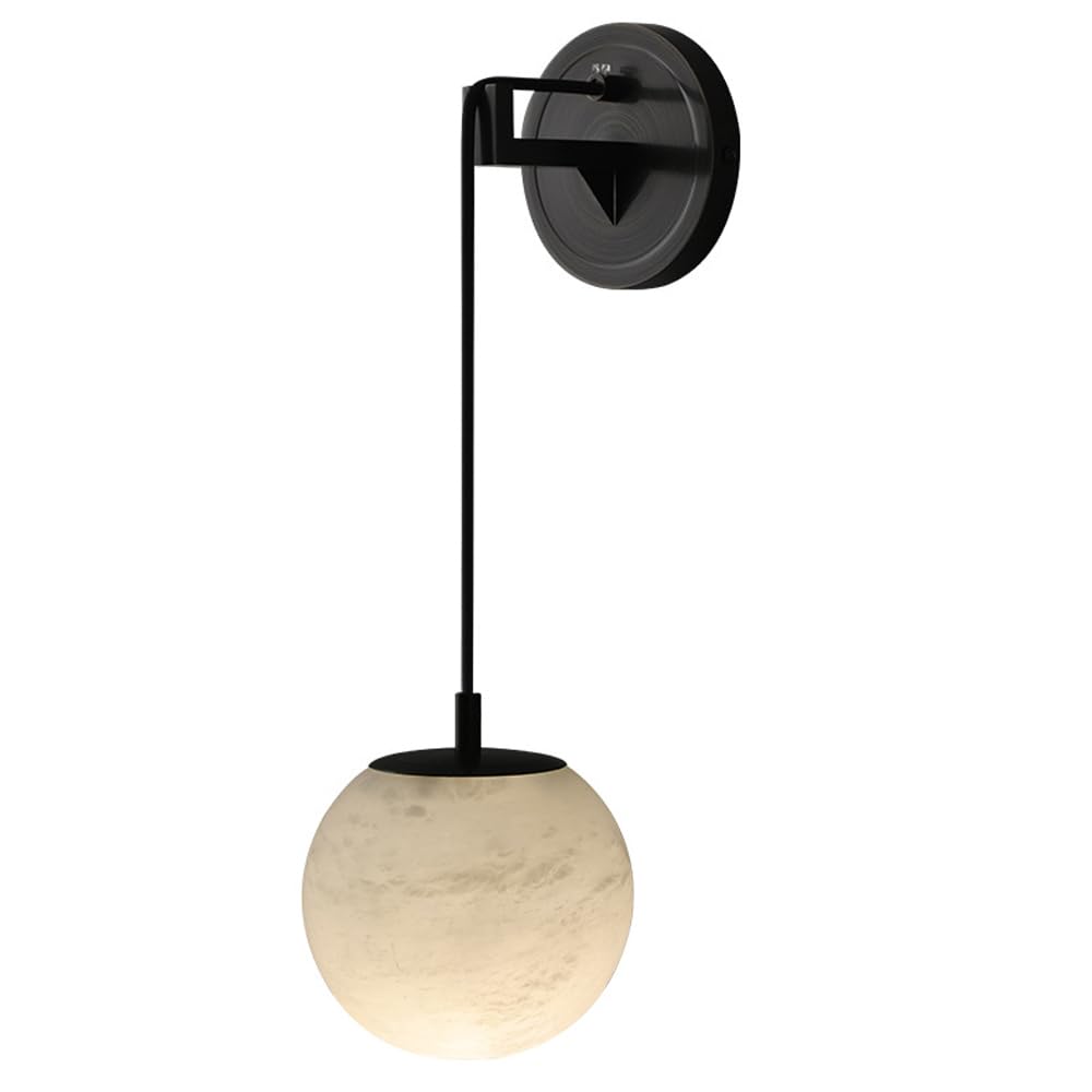 TRIVIDHA Brass Alabaster Wall Light Modern Globe Marble Wall Sconce Lighting 3-Color Dimming Marble Bathroom Vanity Light Fixture For Living Room Bedroom Hallway Kitchen Stairs