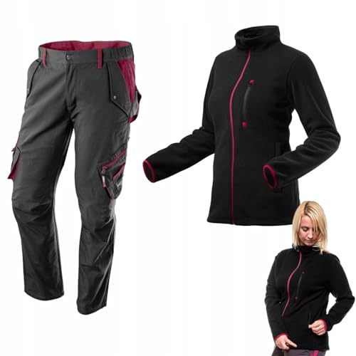 NEO TOOLS pantalon de travail pour femme ou ensemble avec veste de travail en polaire, design tendance, nombreuses poches multifonctions, genoux profilés,...