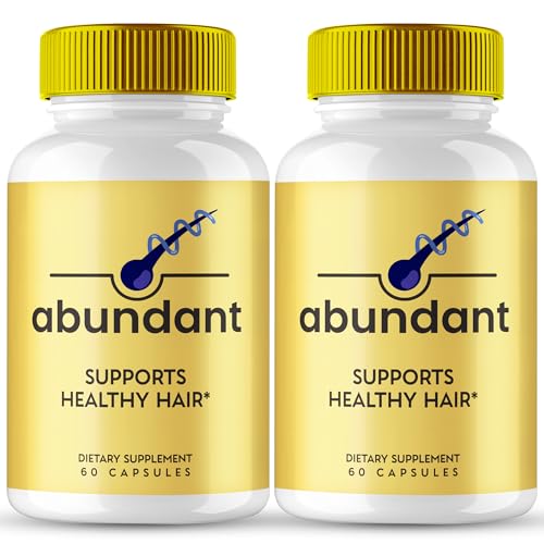 Abundant Capsules - Official Abundant Hair Supplement Pills - Maximum Strength, All Natural Formula to Support Healthy Hair Growth, Shine, and Smoothness, Premium Abun Dant Hair Reviews (2 Pack)