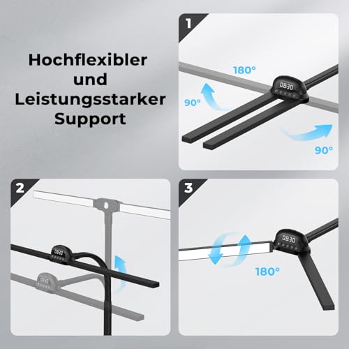 JVURICE Schreibtischlampe LED Tischlampe Klemmbar 90cm CRI≥95 3100K-7600K Dimmbar Tageslichtlampe Doppelkopf Schreibtisch Lampe Schwanenhals Desk Leselampe Monitor Lamp Fernbedienung Für Home Office