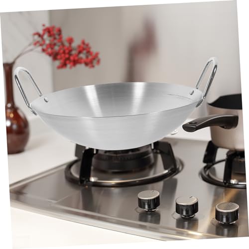Wok grande de acero inoxidable con doble asa miniatura 5