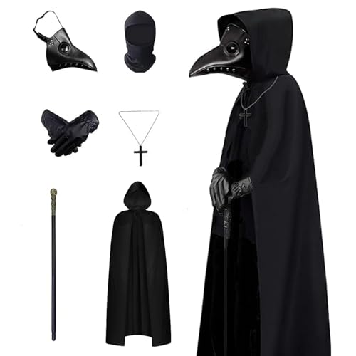 WKLOUYHE Halloween Plague Doctor Costume Steampunk Cosplay Party Costume Plague Doctor Mask for Men Women