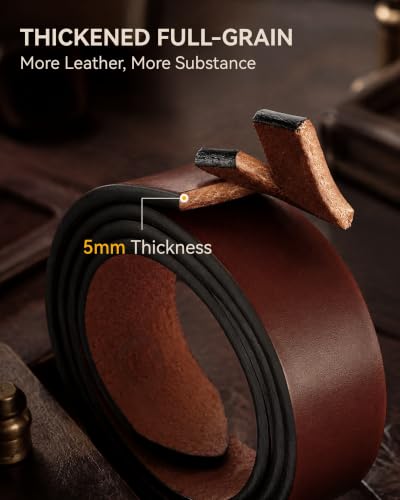 Image of CHAOREN Mens Belts Casual for Jeans - Full-Grain Leather, Durable Cowhide