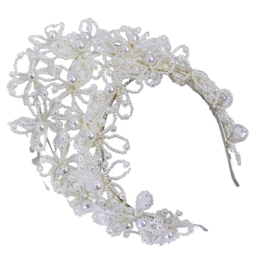 Diadema de corona boda elegante para mujer con perlas tejidas accesorios de cabello