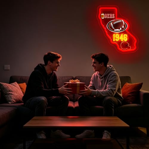 Image of Football Neon Sign for Wall Decor Football Logo Neon Light for Man Cave