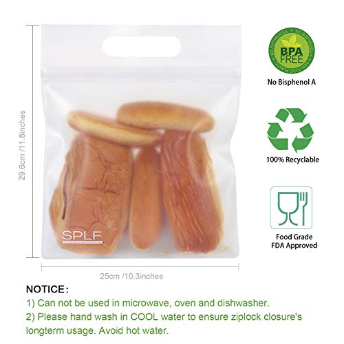 SPLF 3 Pack Lunch Bag with Handler, Extra Thick FDA Grade PEVA Ziplock Bags, Ideal For Sandwich, Snacks, Food Storage, Make-up Travel Home Organization.