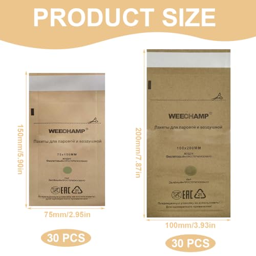 60 Stück Sterilisationsbeutel, Sterilisation Tasche, Einweg Nagelzubehör Einweg Zubehör für Nagel Sterilisatoren Desinfektionsmaschinen, für Kosmetika und Nagelwerkzeuge, 75 x 150 mm 100 x 200 mm