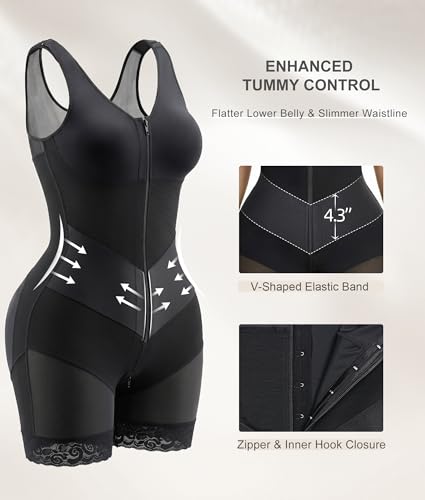 Image of SHAPERX V-Shaped Fajas Colombianas Moldeadoras Enhanced Tummy Control Shapewear Postpartum Butt Lifter Full Body Shaper