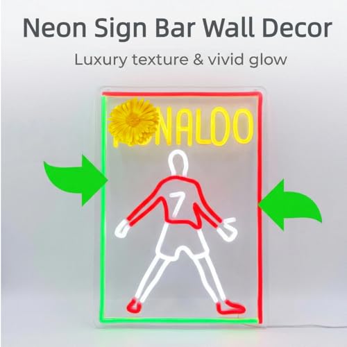 Image of Number 7 Neon Sign Soccer for Wall Decor, Neon Light Sign with USB Switch Operated Man Cave Neon LED Sign for Sport Bar Pub Party Gift