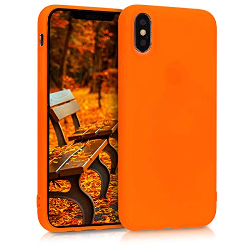 kwmobile Case Compatible with Apple iPhone Xs Case - Soft Slim Protective TPU Silicone Cover - Neon Orange