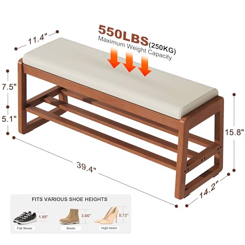PETKABOO-Shoe-Bench-Storage-Rubberwood-with-Leather-Cushion-394-Waterproof-Easy-to-Clean-550LBS-Organizer-Shoe-Rack-for-Entryway-Hallway-Mudroom-Front-Door