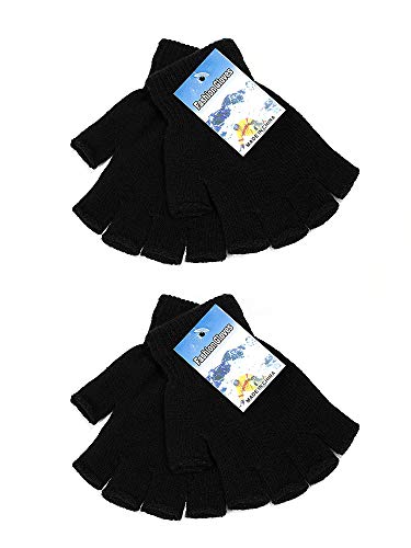 Image of SATINIOR 4 Pairs Winter Half Finger Gloves Knitted Fingerless Mittens Warm Stretchy Gloves for Men and Women