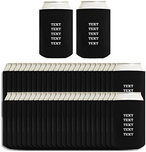 Personalized Wedding Party Favors Add Your Text Personalized Can Coolie Any Text Your Text 48 Pack Can Coolie Drink Coolers Coolies Black