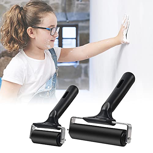 Rayong 2 Stück Gummiwalze Gummi Brayer Roller Hartgummiwalze Gummiwalze Roller, Art Craft Ölgemälde Tool Gummiwalz für Blockdruck und Handwerk