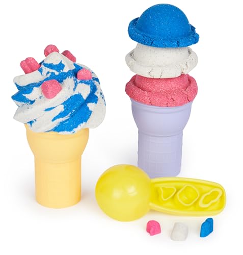Kinetic Sand Sable Magique - Machine À Glaces 396 G + 4 Accessoires - Fabrique de Glaces à l'italienne - Sculptez à l'Infini ce Sable à Modeler comme de la Pâte à Modeler - Jouet Enfant 5 Ans et +