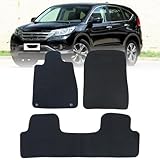 GXARTS 3 PCS Front and Rear Velour Floor Mats Carpet Black Replacement Compatible with Honda CRV CR-V 2012 2013 2014 2015 2016 Anti- Slip