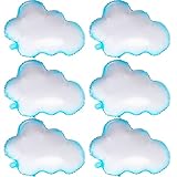 6Pcs White Cloud Foil Balloons Blue Sky White Cloud Balloons White Cloud Themed Party Foil Balloons Cloud Shaped Foil Balloons For Baby Shower Cloud Themed Party Birthday Decoration Supplies