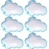 6Pcs White Cloud Foil Balloons Blue Sky White Cloud Balloons White Cloud Themed Party Foil Balloons Cloud Shaped Foil Balloons For Baby Shower Cloud Themed Party Birthday Decoration Supplies