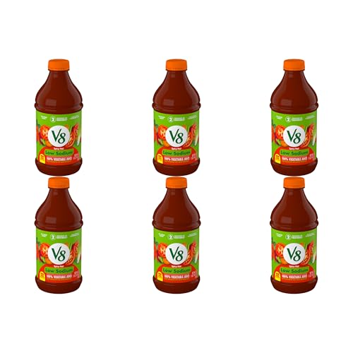 V8 Low Sodium Spicy Hot 100% Vegetable Juice, 46 fl oz Bottle (Pack of 6)