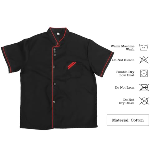 Kallory Kitchen Short Sleeve Chef Shirt - Food Service Coat & Bistro Uniform for Men & Women