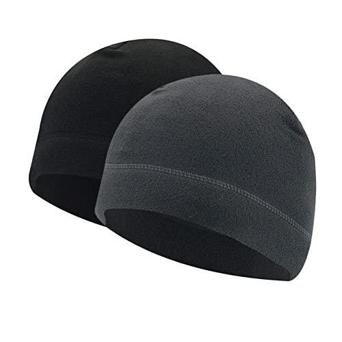 DB11 Herren Fleece-Mütze, taktische Beanie-Mütze, Skimütze, 2 Stück, Schwarz / Grau, Einheitsgröße Cover