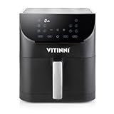 Vitinni 6L Air Fryer, Spacious Square Basket, Digital Air Fryer Oven with LED Interface, 10 Pre-sets, Large Airfryer for Family, 60 Minute Timer, Reaches Temperatures up to 200°C