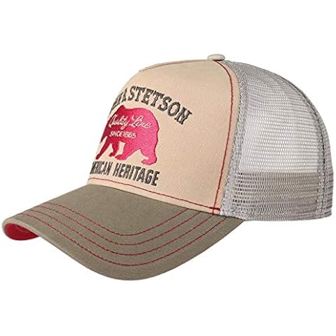 Stetson JBS-Bear Trucker Cap Men - mesh Baseball Snapback Snapback, with Peak Summer-Winter - One Size Beige Cover