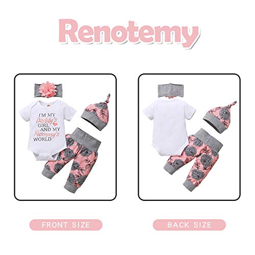 Renotemy Newborn Girl Clothes Outfits Ruffle Short Sleeve Tops + Floral