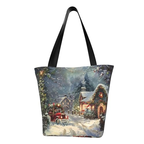 Xmas Print Comfortable Shoulder Bag Summer HandbagTravel Beach Work Daily Use Versatile Carry