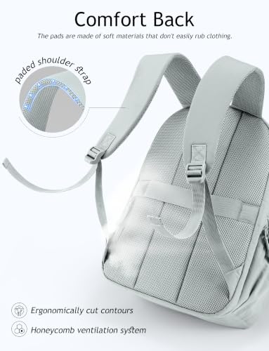 Image of Uselike Travel Backpack for Women, 15.6 Inch Laptop Backpack, Quilted College Bookbag, Cute Work Backpacks, Water Resistant (Dawn Grey)