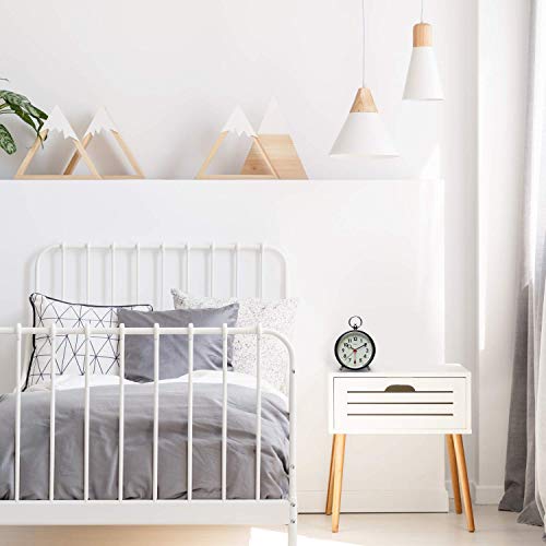 Cloudnola Station Metal Alarm Clock, Black And White, Led Light Up, 4.4 Inch Diameter, Silent Non Ticking, Battery Operated Quartz Movement #TOP6