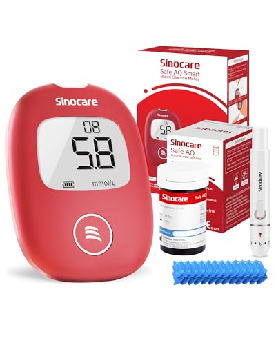 sinocare Safe AQ Smart Blood Sugar Monitor, Blood Glucose Monitor, Diabetes Testing Kit with 25 Test Strips, 5s Testing Blood Sugar Test Kit, No Coding, NEWLY UPGRADED Glucometer, mmol/L