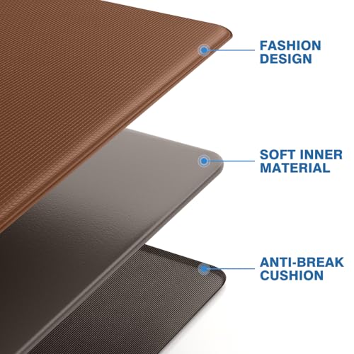 Image of StepRite Kitchen Mats, 2PCS Kitchen Rugs, Cushioned Anti Fatigue Kitchen Mats for Floor, Non-Slip Standing Desk Mat, Waterproof Kitchen Rug Set for Floor, Office, 17.3 inchx30 inch+17.3 inchx70 inch, Terracotta Brown