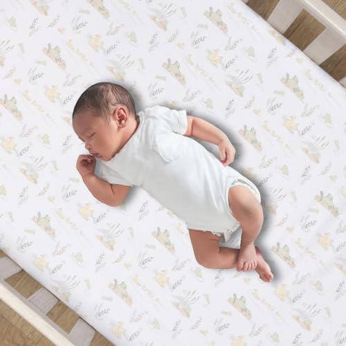 Image of Lambs & Ivy Froggy & Friends Embroidered 3-Piece Baby Crib Bedding Set | Includes luxury patchwork quilt, 100% cotton fitted crib sheet, and crib skirt.