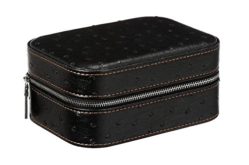 Mkuha Caja para Relojes de Cuero de Imitación con 2 cuadrícula Reloj Caja con Cremallera 16 * 11.5*7cm, Black