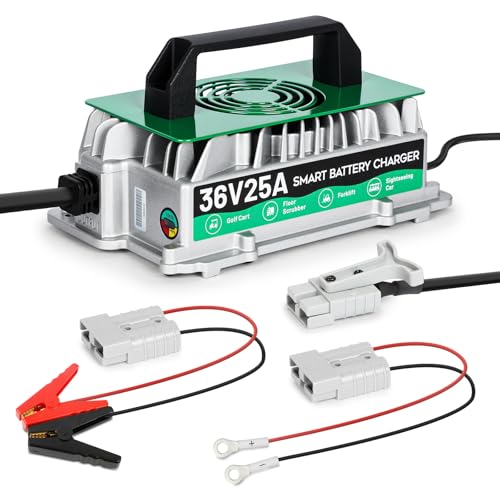 36V Forklift Battery Charger with 8 Protections SB50 Plug 1250W 25AMP 36V Forklift Charger IP67 Waterproof Fully Automatic Smart Fasting Charging with 16ft Cable for Floor Washers Golf Carts