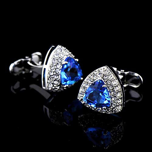 Mancuernillas clásicas triangulares azules para hombre miniatura 4