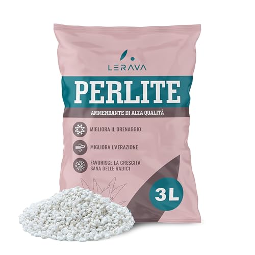 LERAVA® Perlite per Piante in Vaso (3L) - Drenaggio Ottimale e Radici Sane | Agriperlite Espansa Naturale - Substrato Leggero e Atossico per Orto e Fiori - Perlite per Piante Grasse